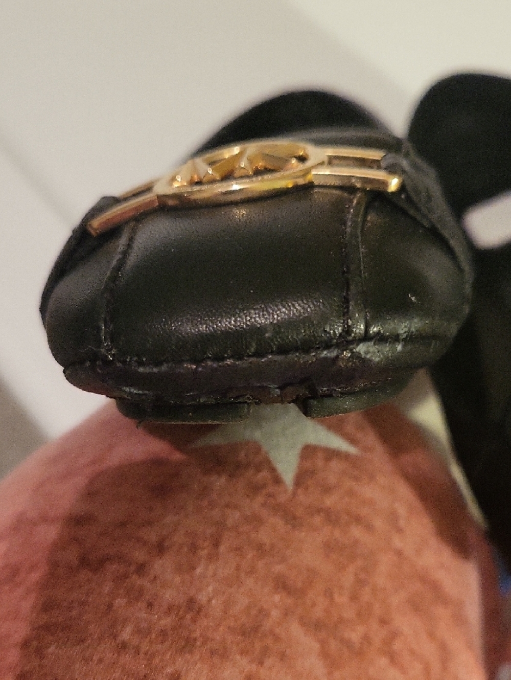 Michael Kors Black Leather Logo Ballet Flats with Gold Accent - Picture 4 of 9